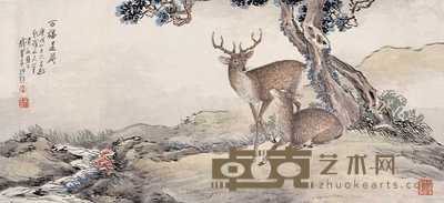 钱慧安 庚戌（1910） 百福是荷 横披 30×66cm
